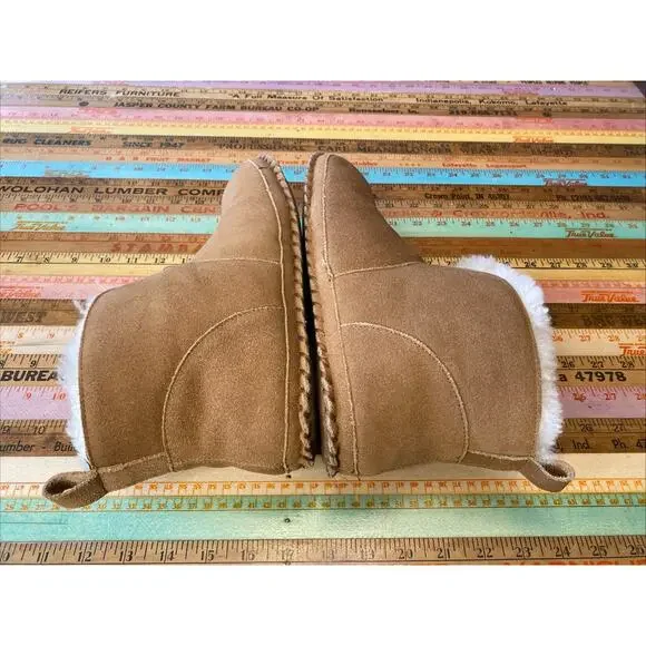 The Vermont Country Store Shearling Leather Bootie Slippers Soft Sole Sz 10 - Picture 7 of 12